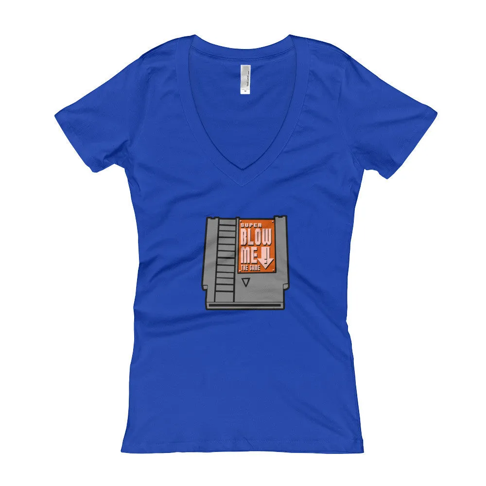 Super Blow Me Cartridge Fitted V-Neck T-shirt