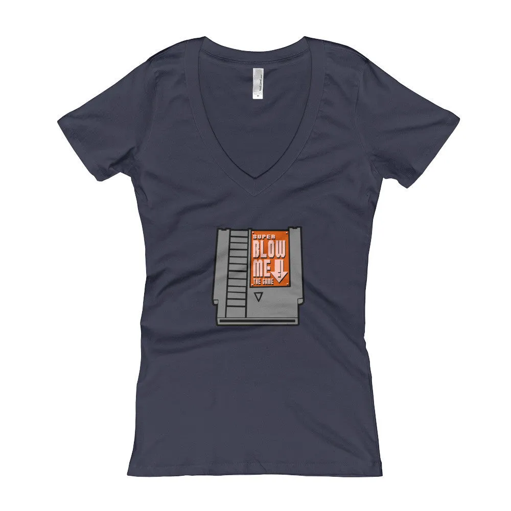 Super Blow Me Cartridge Fitted V-Neck T-shirt
