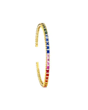 SUZANNE KALAN | Flexible Bangle Bracelet |  Princess-Cut Rainbow Sapphires