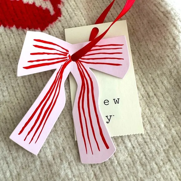 Target Holiday Crewneck Pullover Sweater New Day Oatmeal Red Bow Size Small NWT