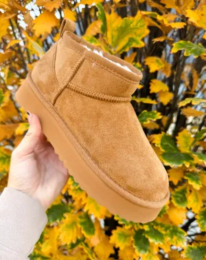 TEDDY MINI PLATFROM BOOTIES-CHESTNUT