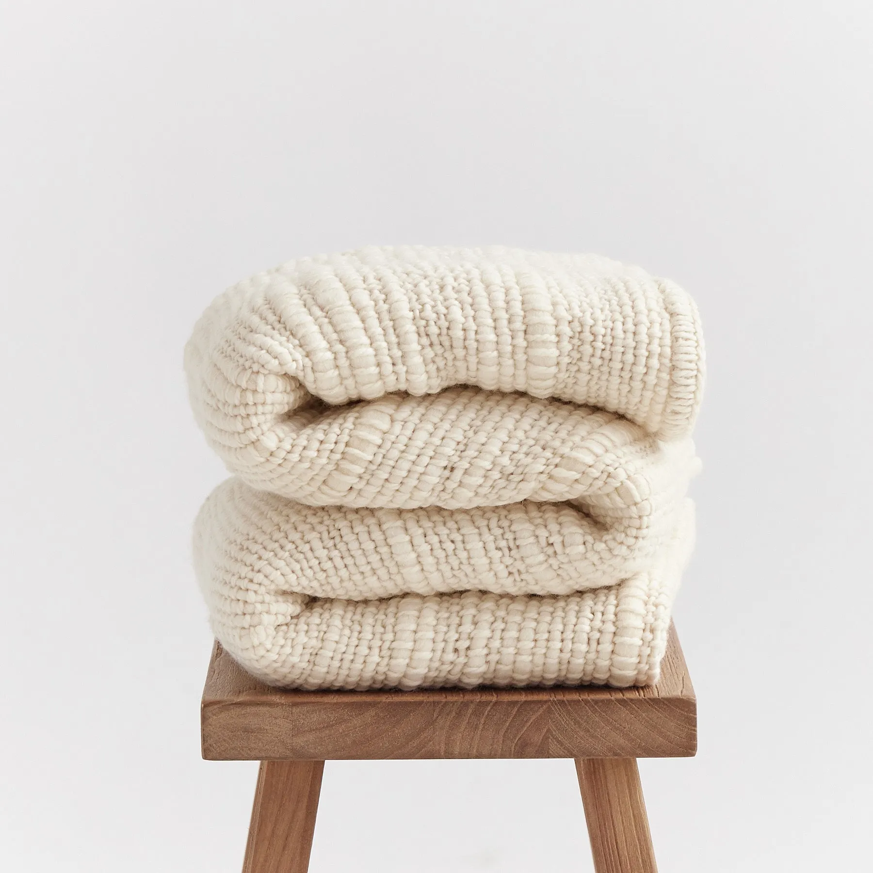 Textured Off White Afghan Throw Blanket hand woven