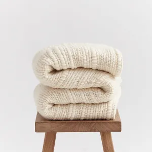 Textured Off White Afghan Throw Blanket hand woven