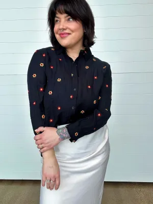 The Nova Floral Embroidered Button Down Shirt