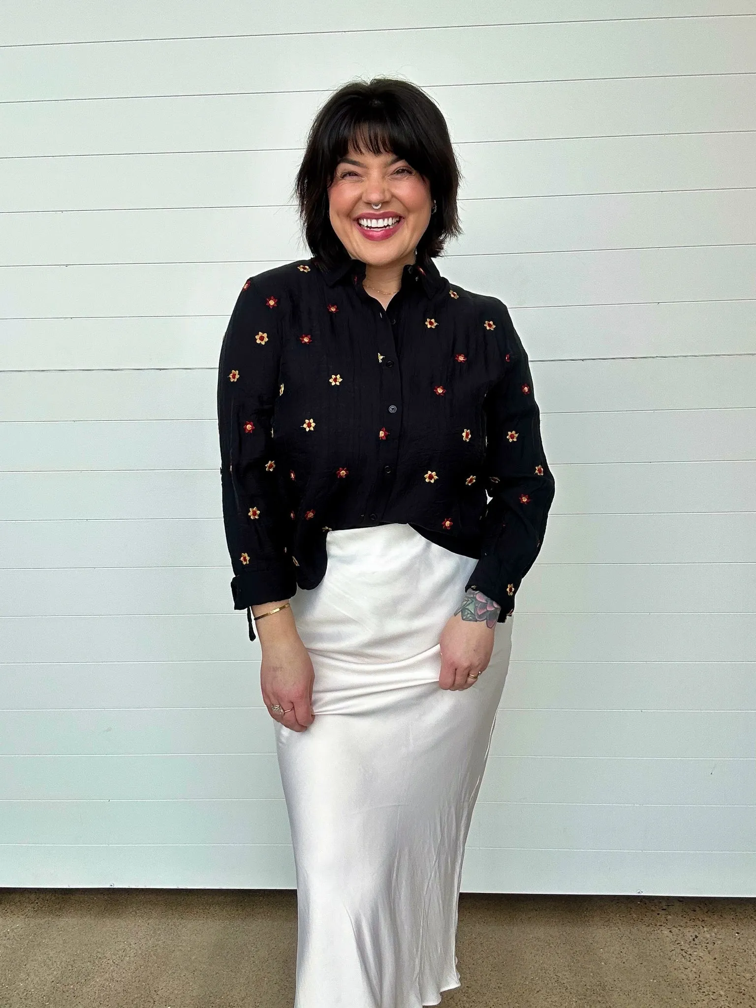 The Nova Floral Embroidered Button Down Shirt