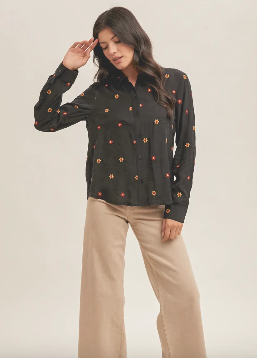 The Nova Floral Embroidered Button Down Shirt
