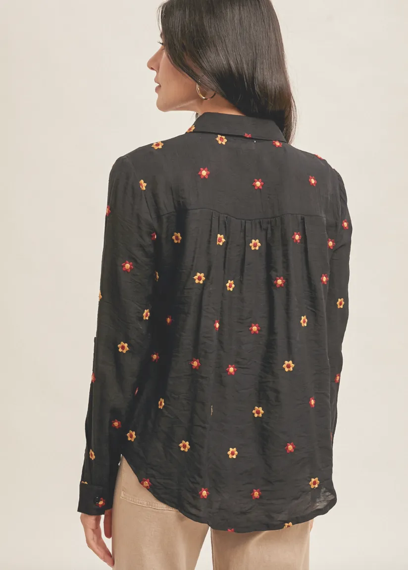 The Nova Floral Embroidered Button Down Shirt