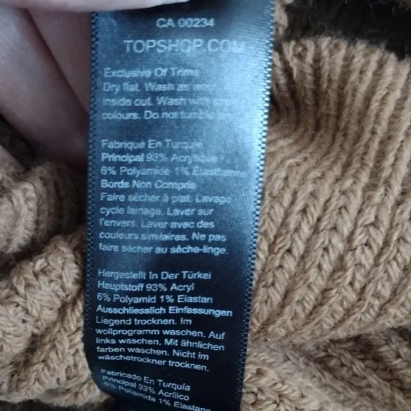 Topshop tan caramel short cardigan Sweater button up size 8-10