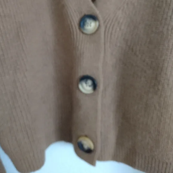 Topshop tan caramel short cardigan Sweater button up size 8-10