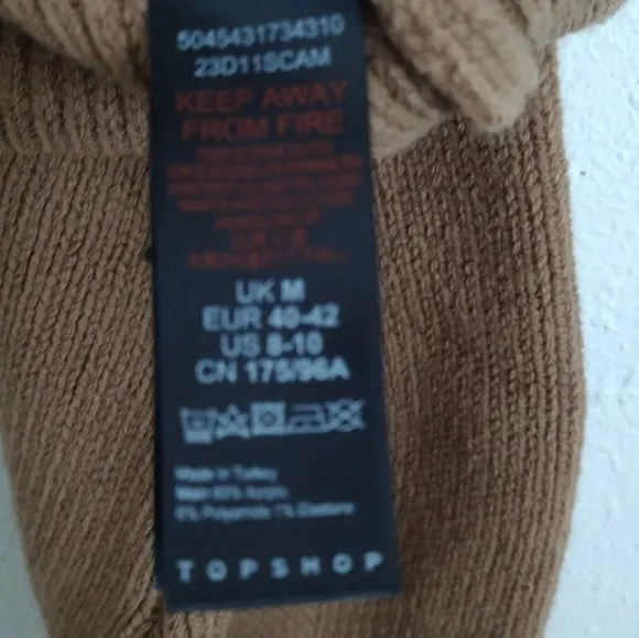 Topshop tan caramel short cardigan Sweater button up size 8-10