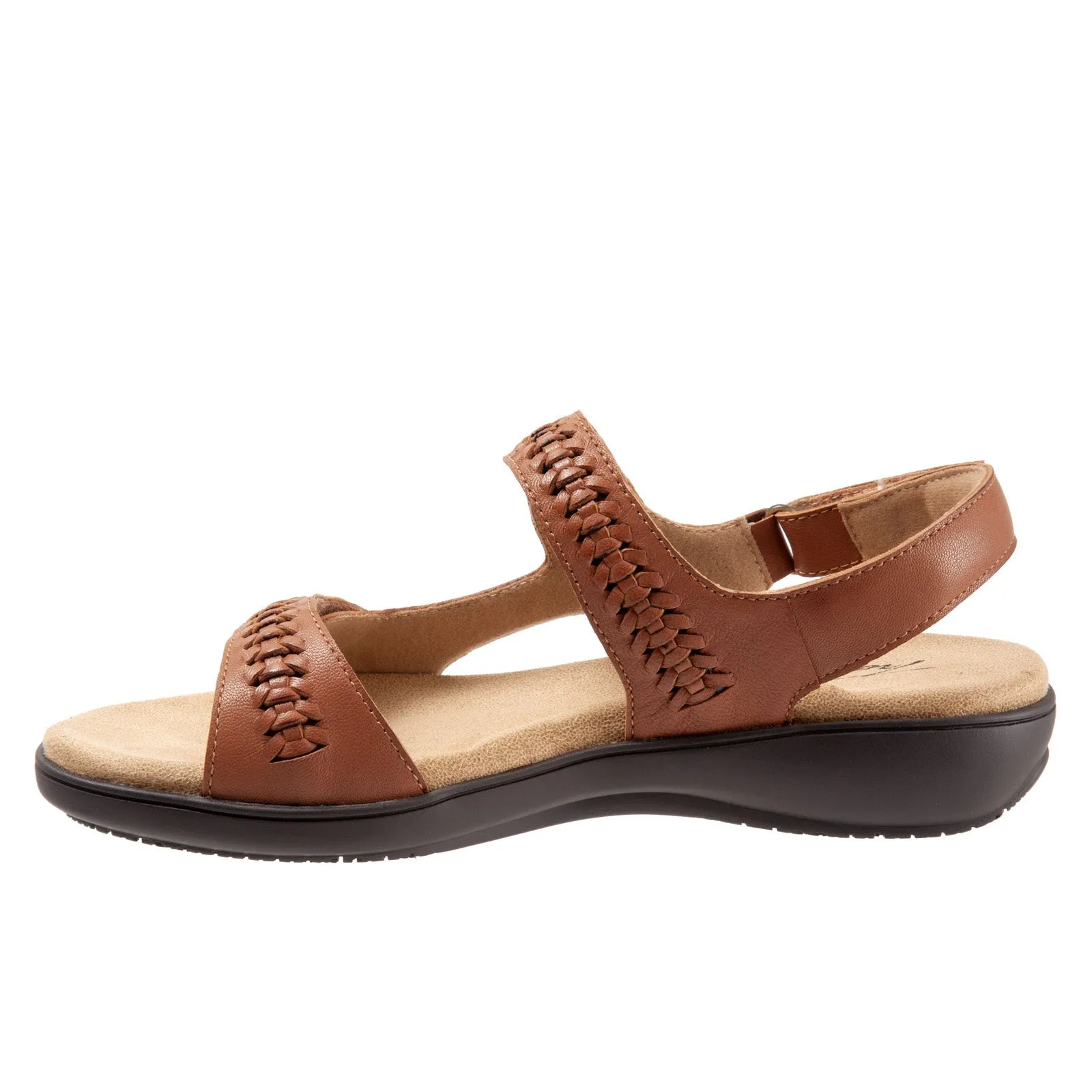 Trotters Romi Woven T2232-215 Womens Brown Leather Strap Sandals Shoes