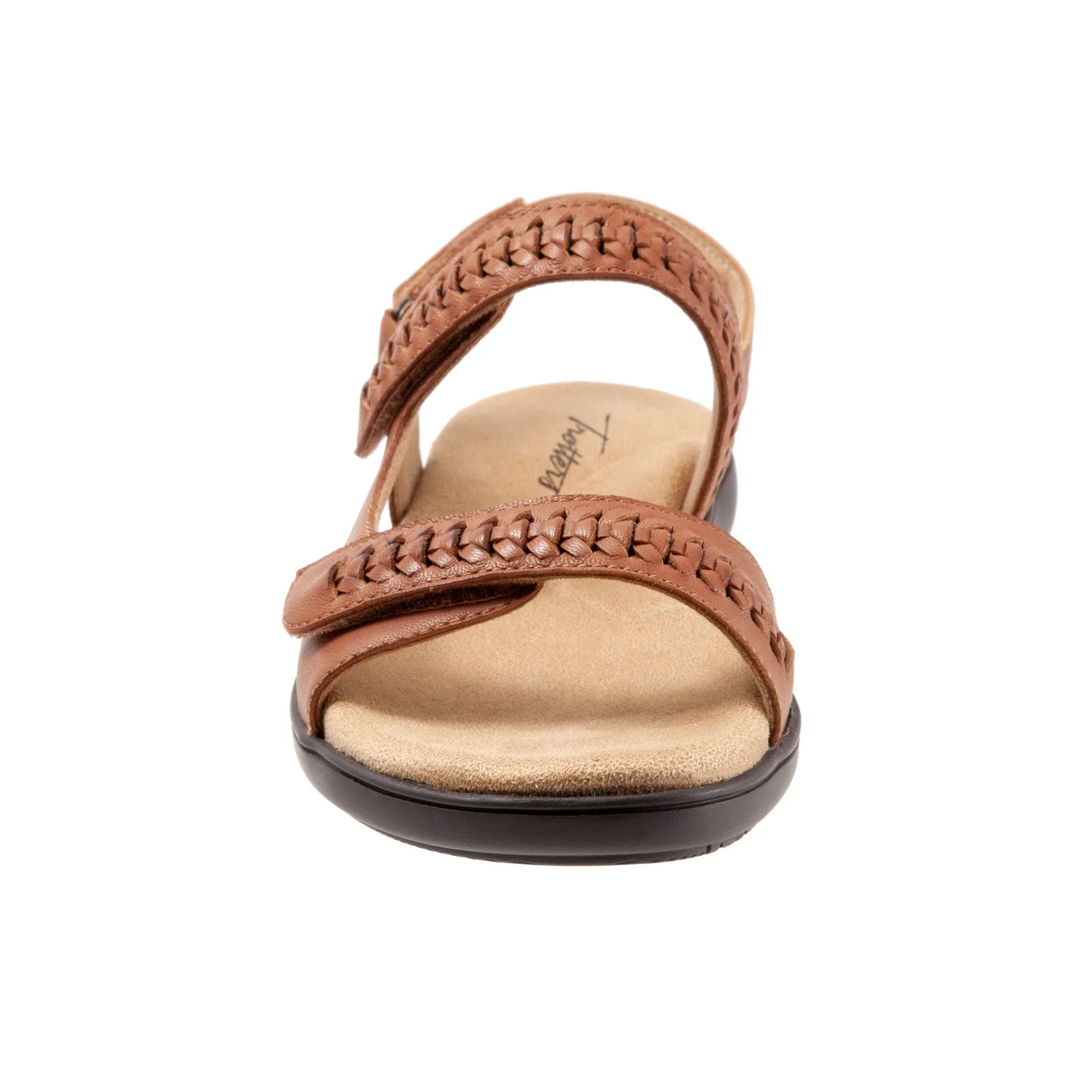 Trotters Romi Woven T2232-215 Womens Brown Leather Strap Sandals Shoes