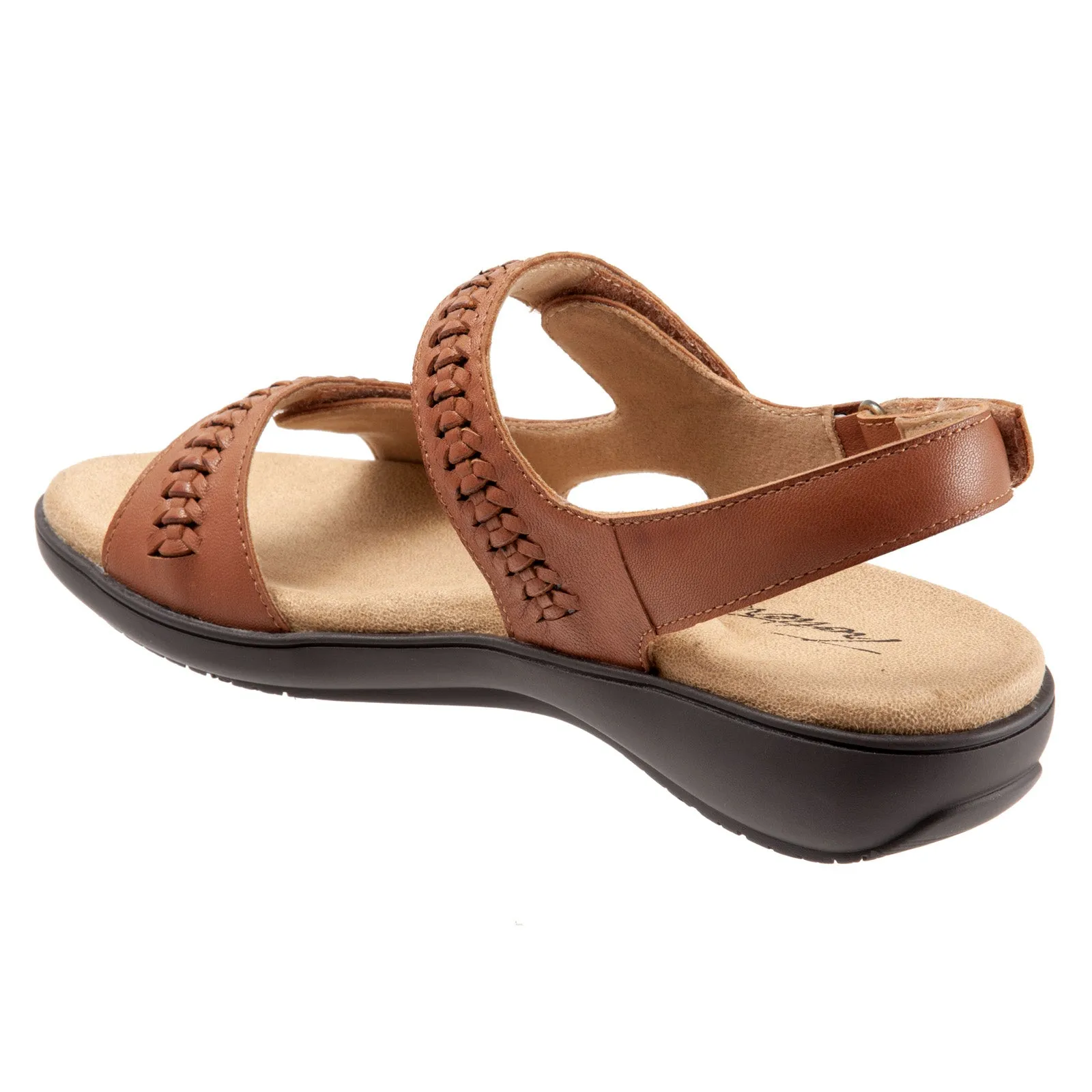 Trotters Romi Woven T2232-215 Womens Brown Leather Strap Sandals Shoes