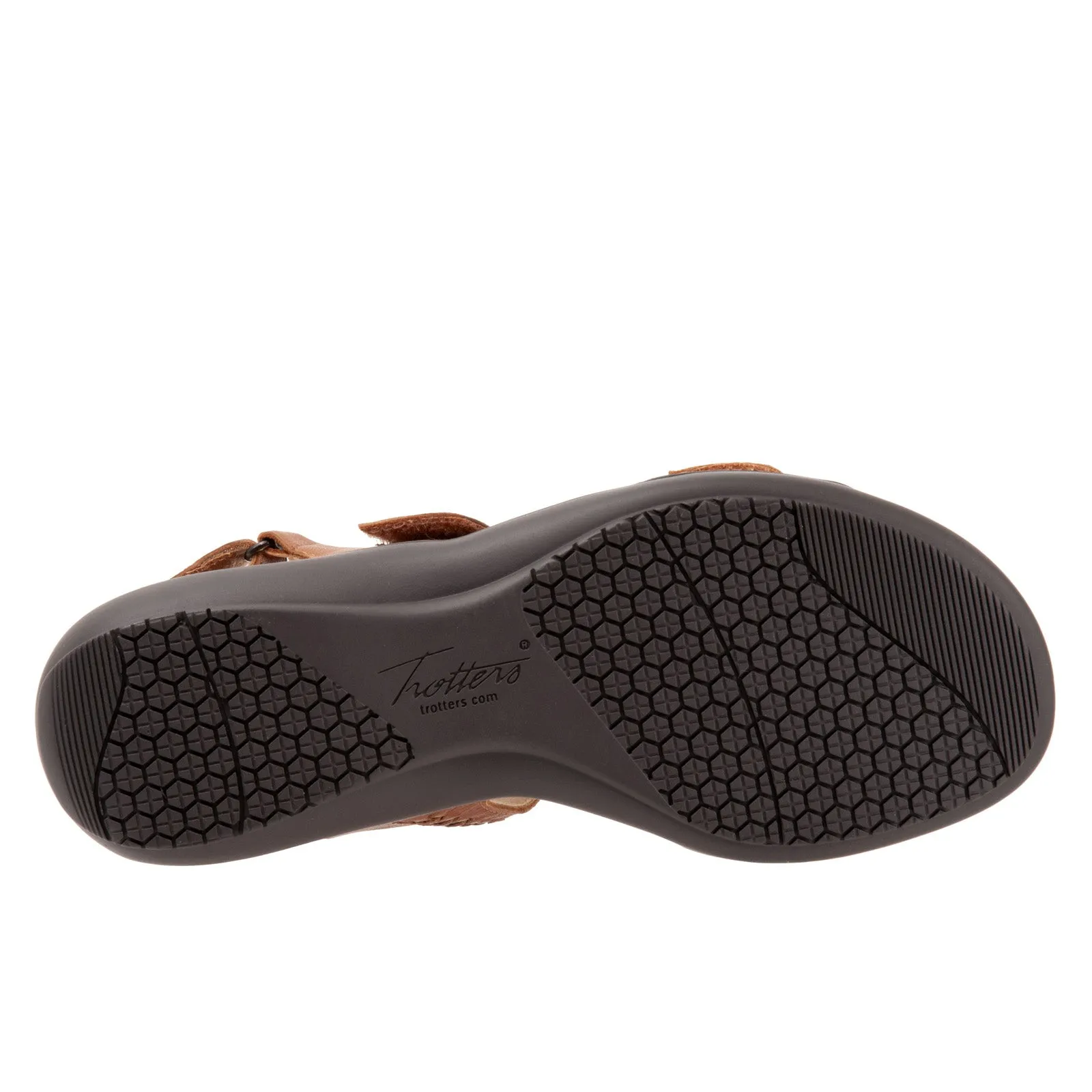 Trotters Romi Woven T2232-215 Womens Brown Leather Strap Sandals Shoes