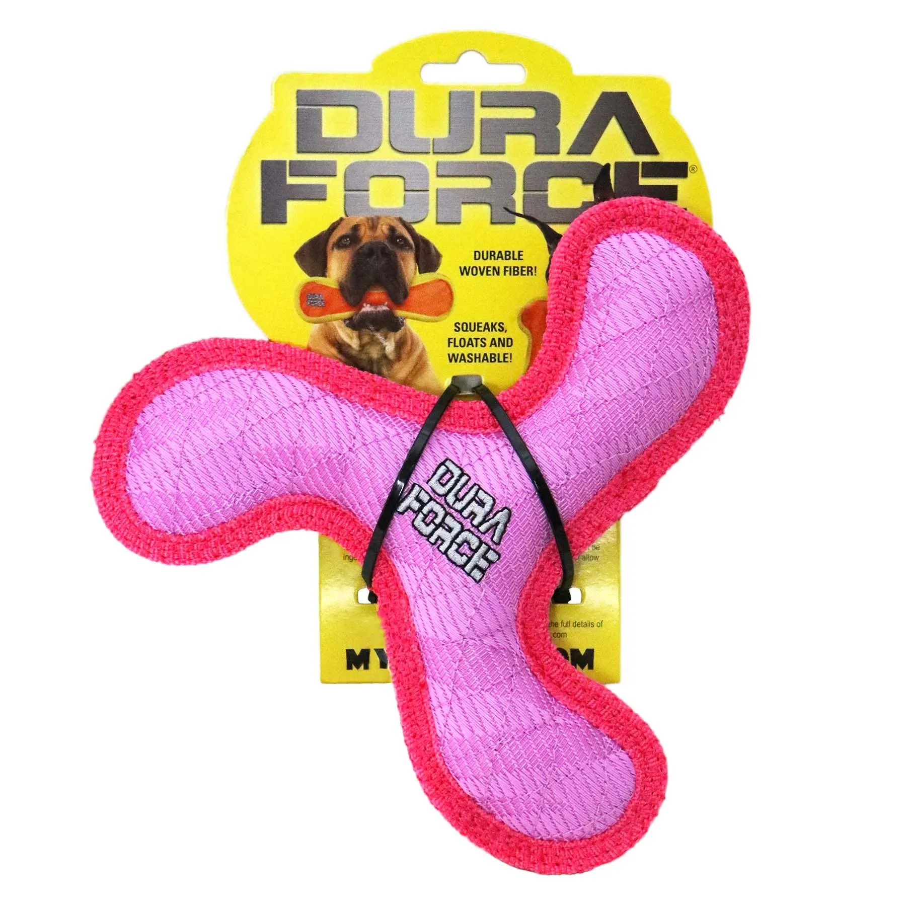 Tuffy Dog Toys - VIP Products - DuraForce Jr Boomerang - Pink, Durable, Squeaky Dog Toy