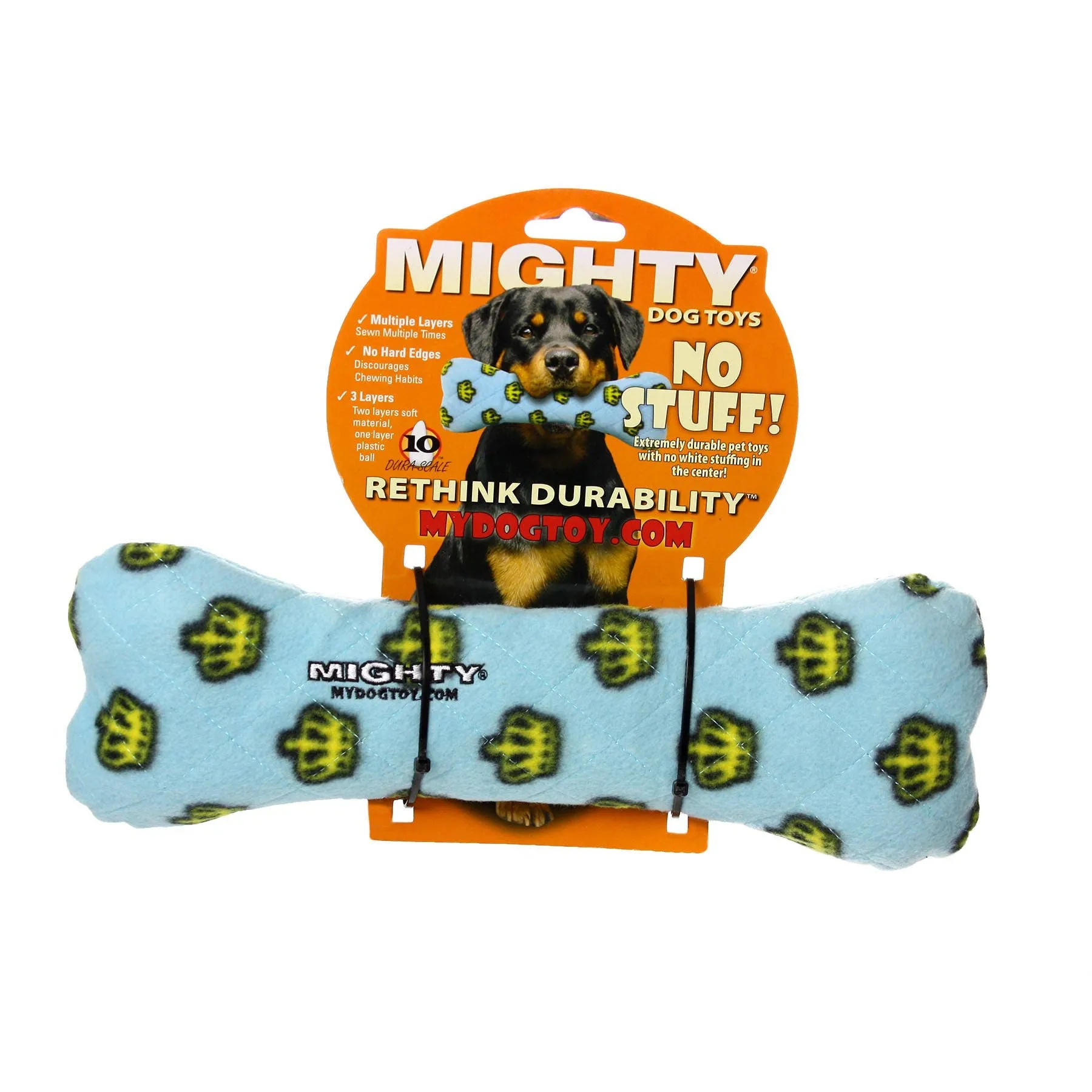 Tuffy Dog Toys - VIP Products - Mighty Bone - Blue, Durable, Squeaky Dog Toy, No Stuffing