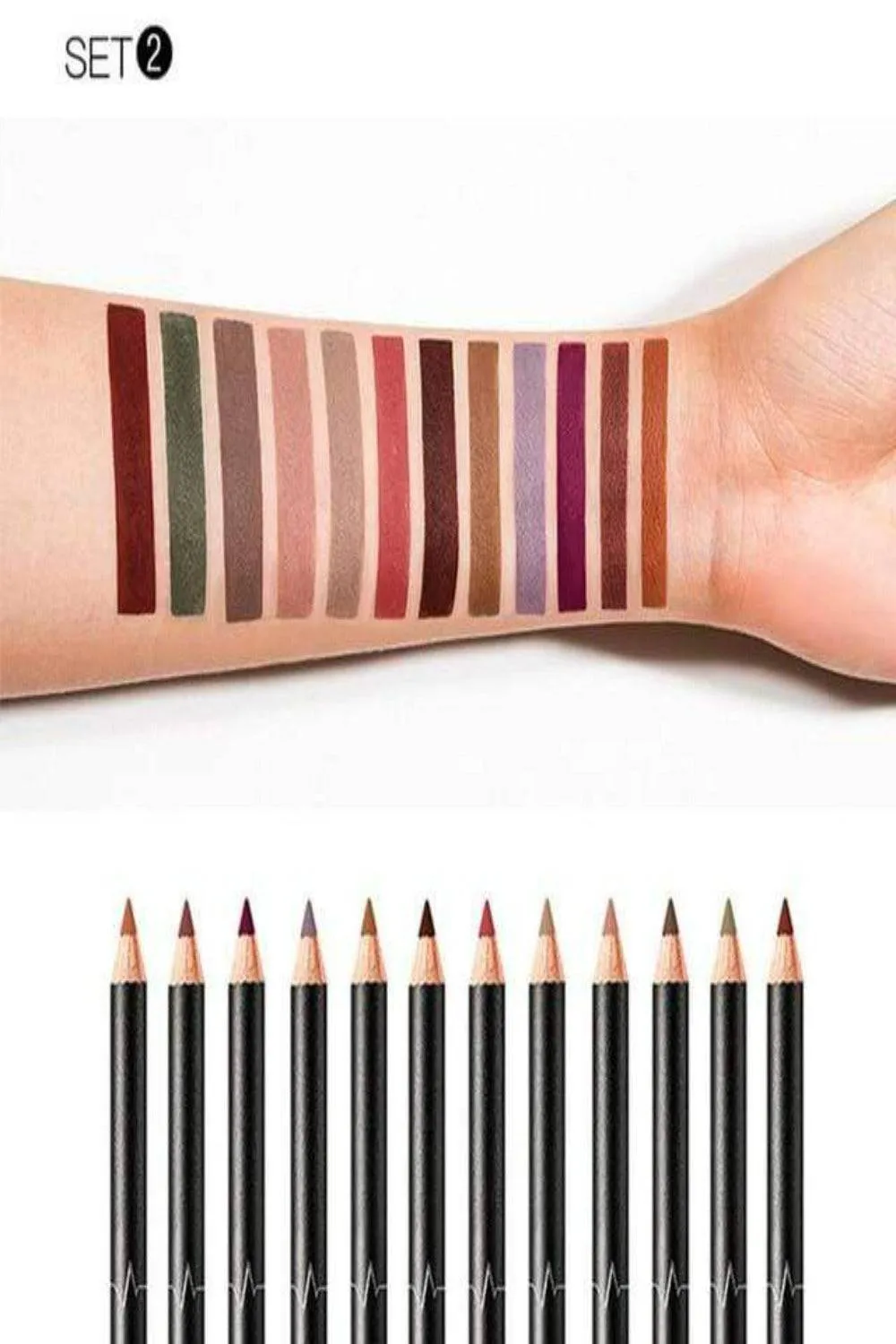 Ultra Durable Waterproof Matte Lipstick Lip Liner Pencil Kit - 12 Pack