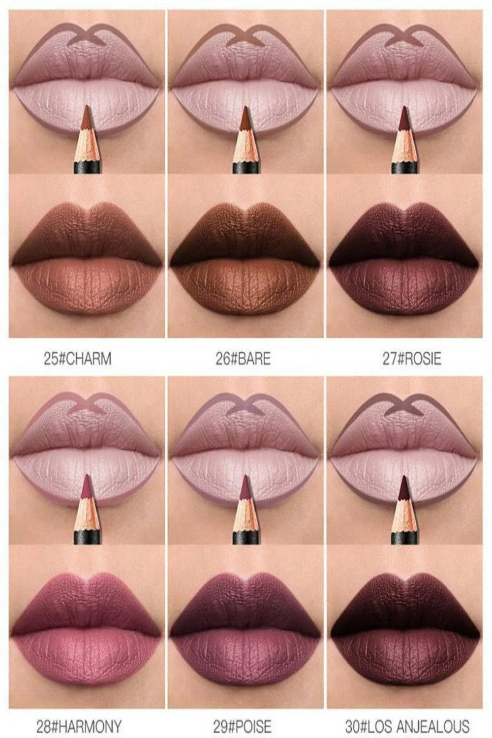 Ultra Durable Waterproof Matte Lipstick Lip Liner Pencil Kit - 12 Pack