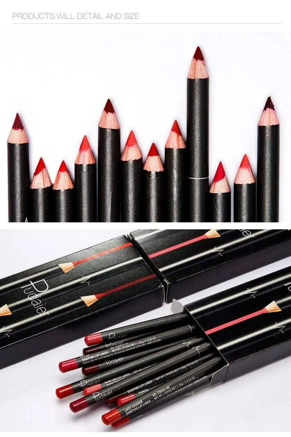 Ultra Durable Waterproof Matte Lipstick Lip Liner Pencil Kit - 12 Pack