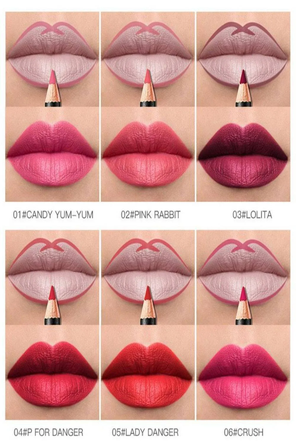 Ultra Durable Waterproof Matte Lipstick Lip Liner Pencil Kit - 12 Pack