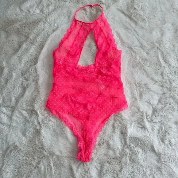 Victoria’s Secret bright pink size L lingerie bodysuit