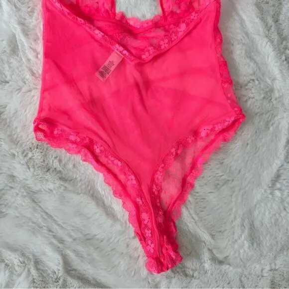 Victoria’s Secret bright pink size L lingerie bodysuit
