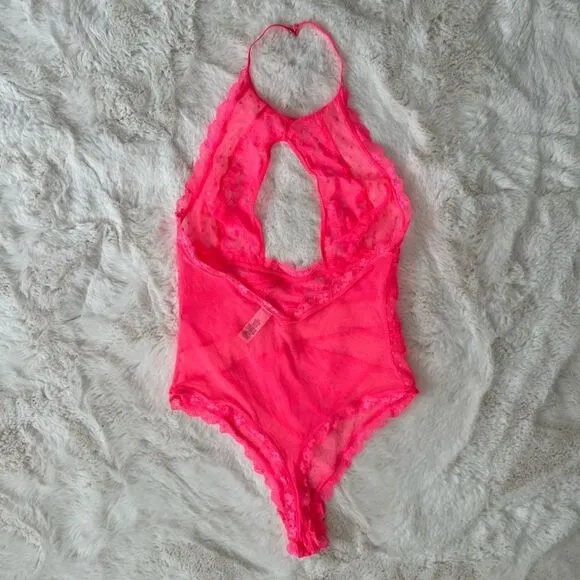 Victoria’s Secret bright pink size L lingerie bodysuit