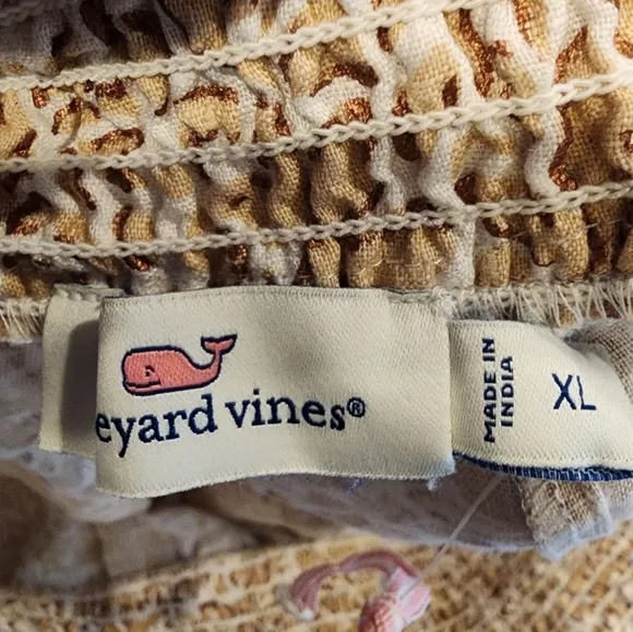 Vineyard Vines Plumeria Linen Smocked Pull-On Shorts. Size XL. New