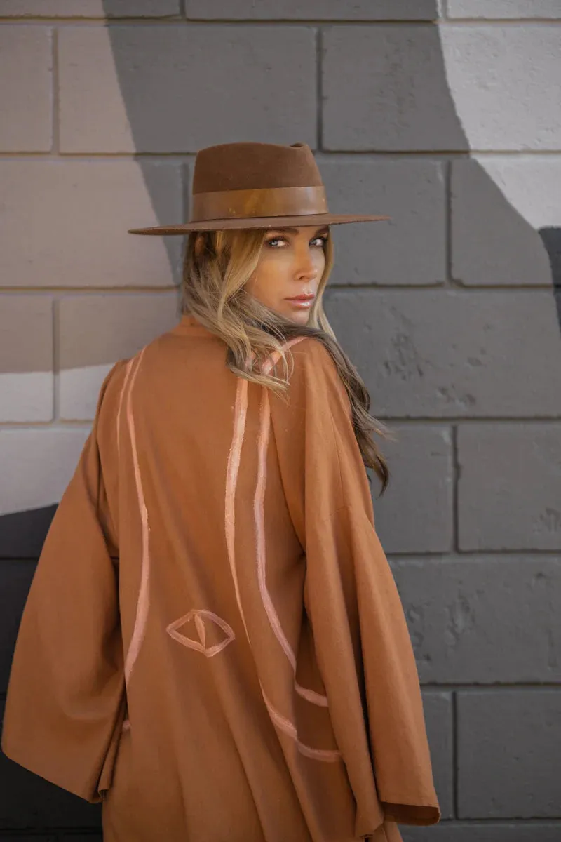 Warrior Eye Hand-Painted Windsor Tan Linen Kimono
