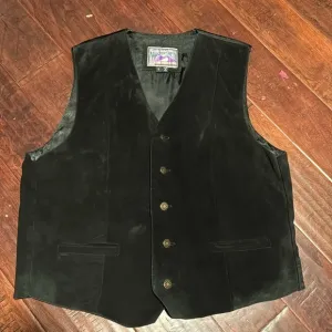 Watershed leather vest black side like leather with silky back adjustable back