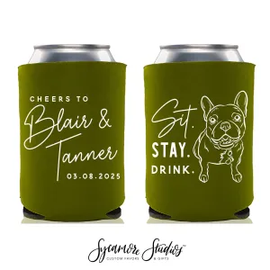Wedding Can Cooler #236R - Custom Pet Illustration