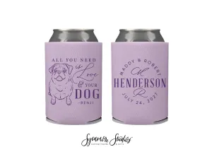 Wedding Can Cooler #247R - Custom Pet Illustration