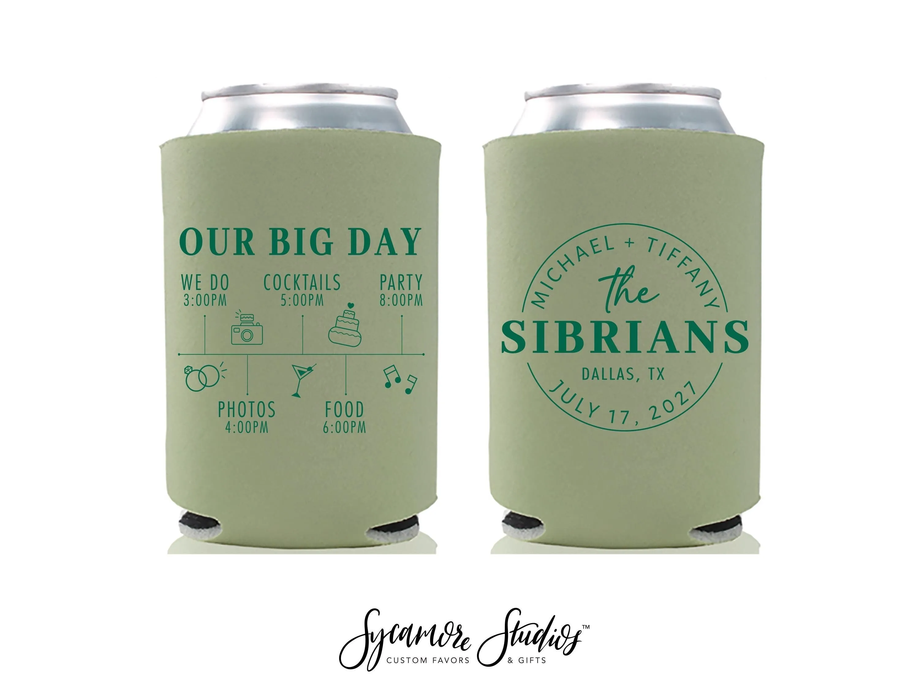 Wedding Can Cooler #284R - Cute Wedding Timeline