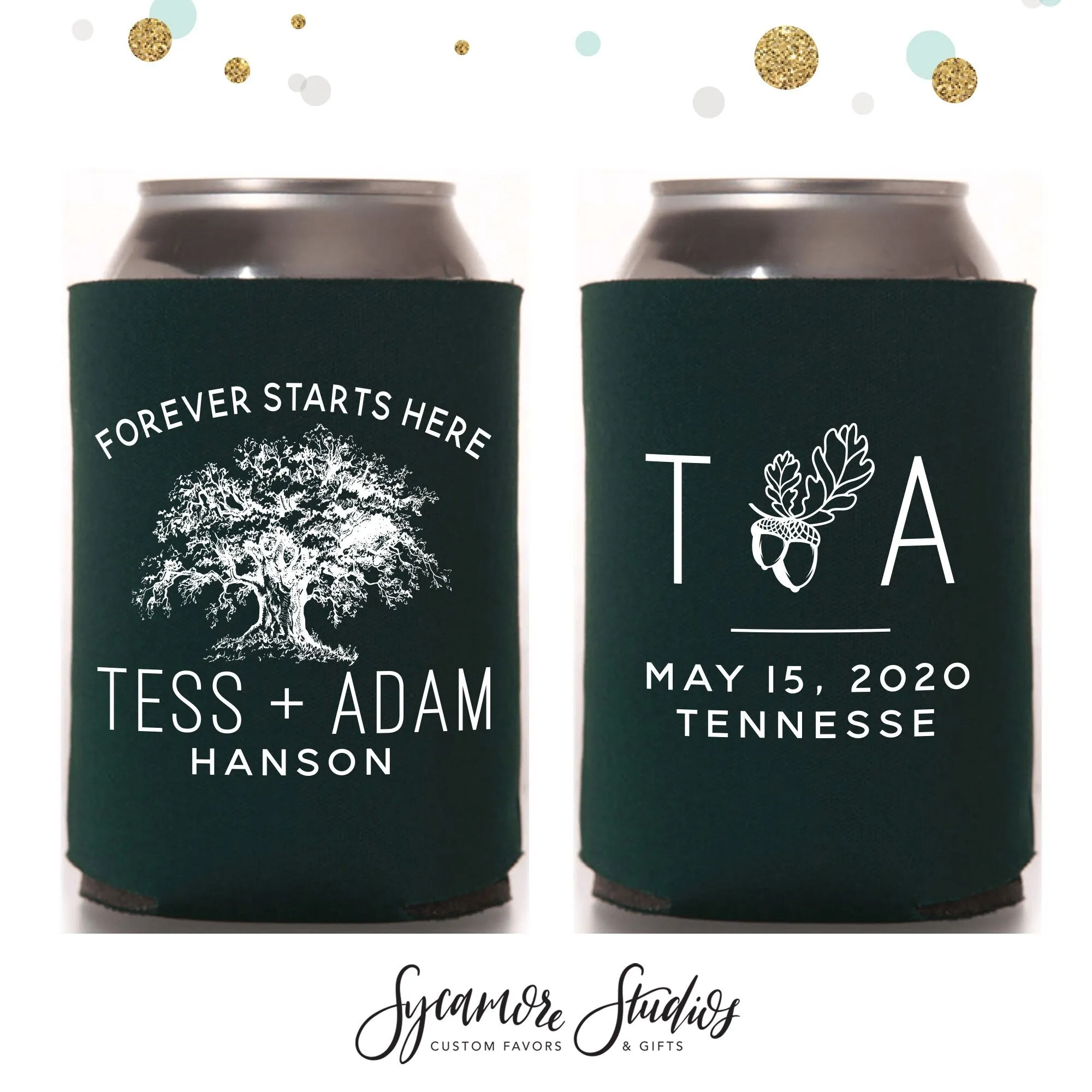 Wedding Can Cooler & Cup Package #182 - Forever Starts Here