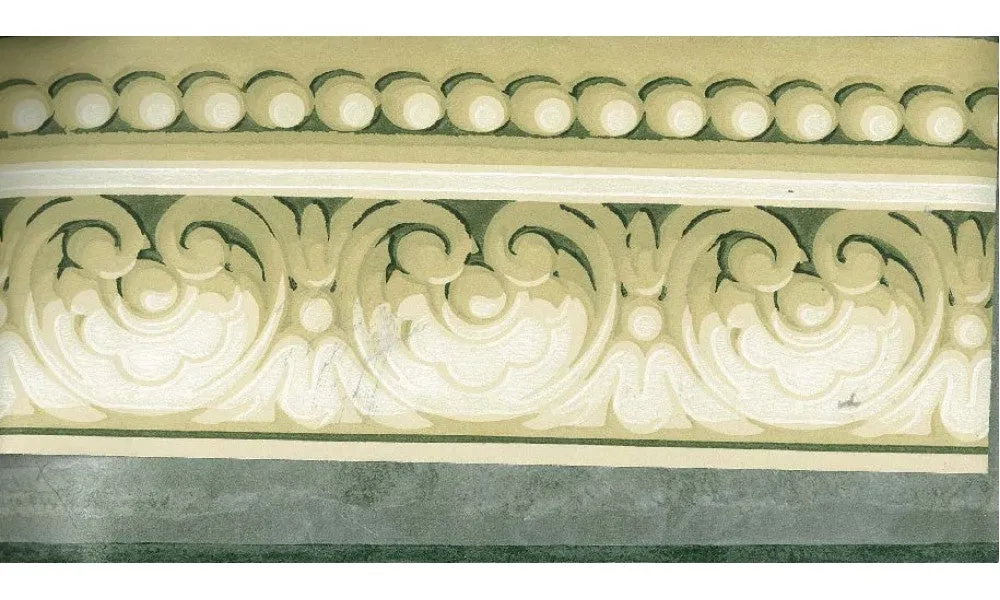 White Green Dotted Running Floral CH77633B Wallpaper Border