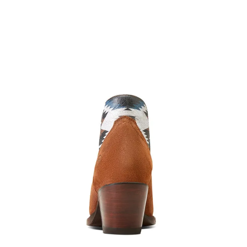 Women's Ariat Hazel Chimayo Terracotta Roughout Snip Toe Bootie