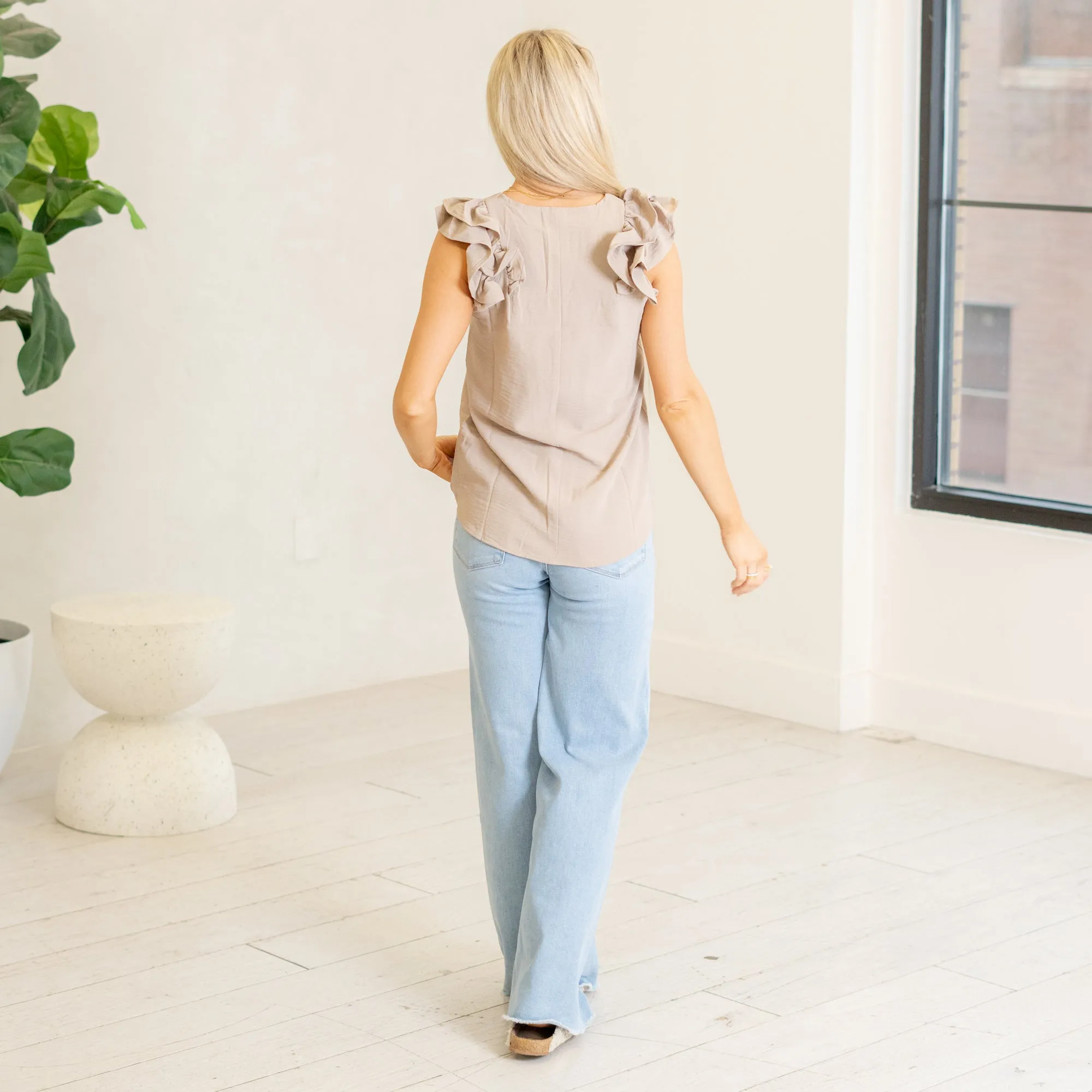 Woven tiered ruffle sleeve top