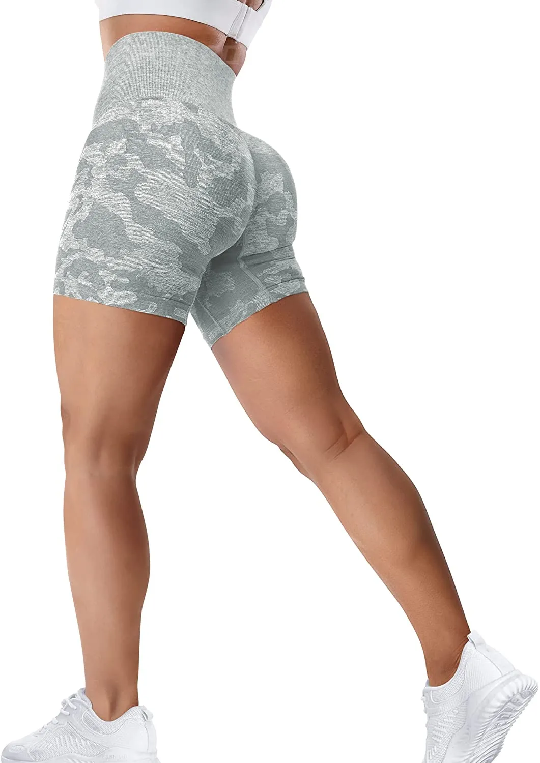 YEOREO Women Seamless Camo Shorts High Waisted Gym Yoga Workout