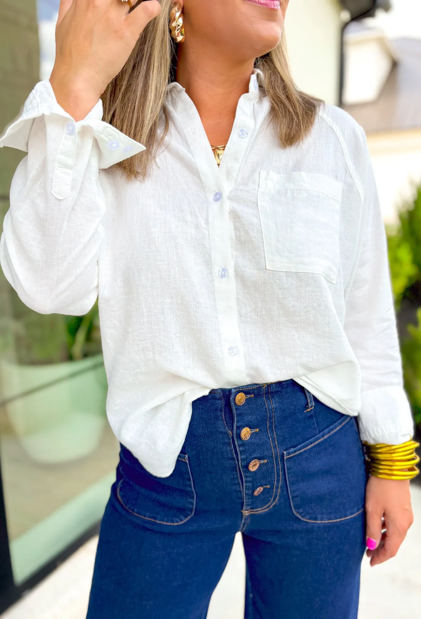 Z SUPPLY Perfect Linen Top in White